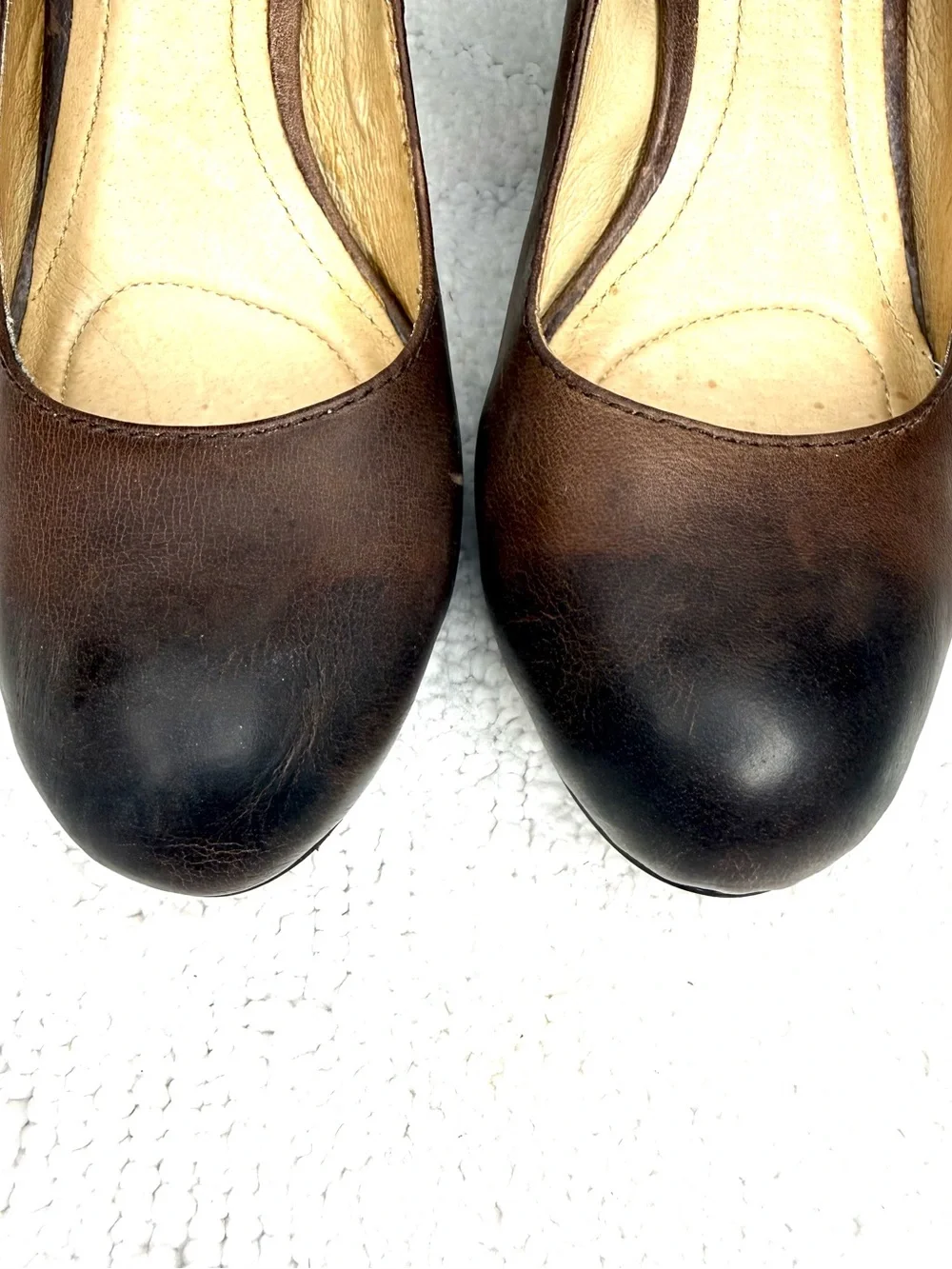 Frye Miranda Mary Jane Pumps Brown Leather Block Heels Womens 6.5 M